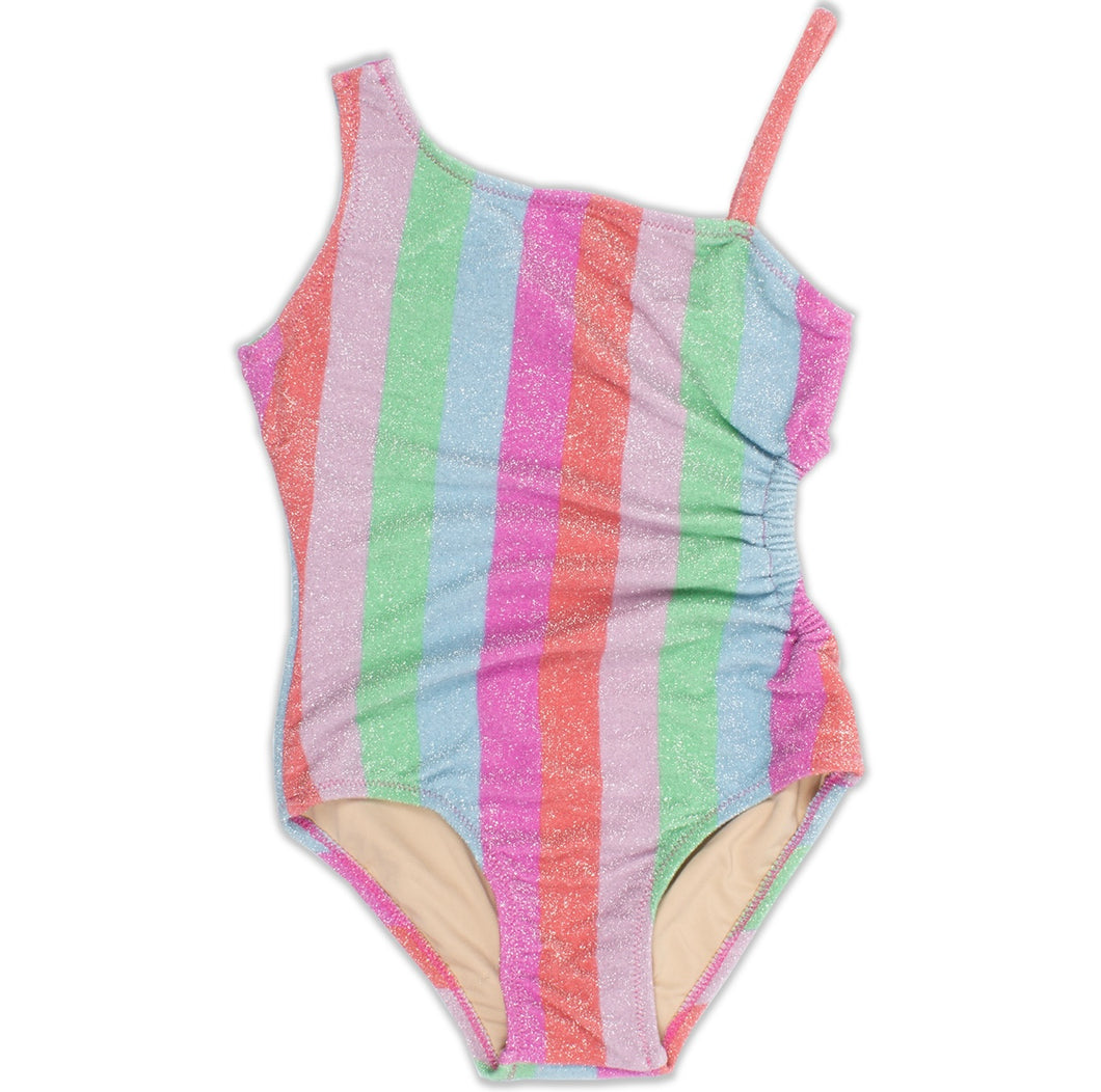 1 Shoulder Shimmer Rainbow Swimsuit