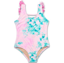 Load image into Gallery viewer, Fringe Back 1pc - Cotton Candy Tie Dye Girls Swimsuit
