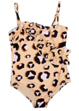 Load image into Gallery viewer, Ruffle Front 1pc - Natural Leopard Swimsuit
