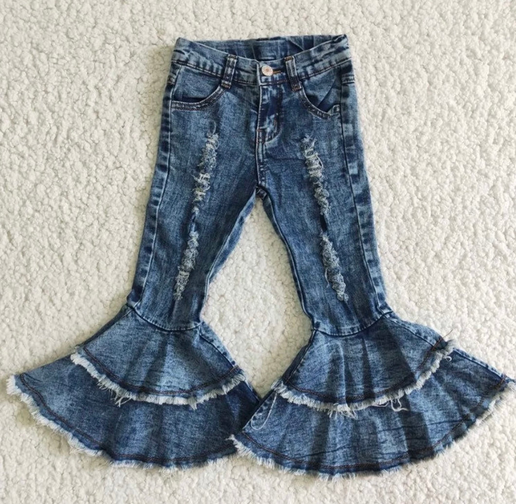 GIRL'S DISTRESSED DENIM BELLBOTTOMS